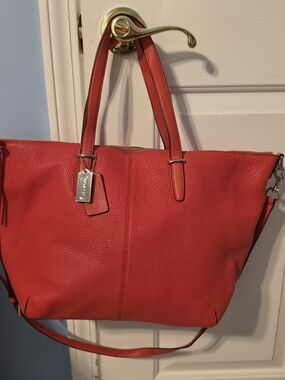 Coach Pebbled Leather Tote Bag with Shoulder Strap